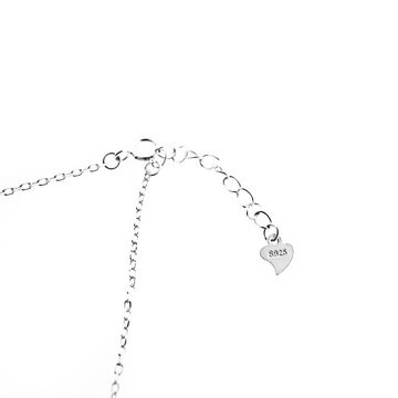 COFI 1453 Silberkette Einstellbare Damen Halskette aus Silber 925 Herz-Anhänger mit Steine