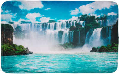 Badematte Wasserfall Sanilo, Höhe 15 mm, schnell trocknend, Polyester, rechteckig, Memory Schaum