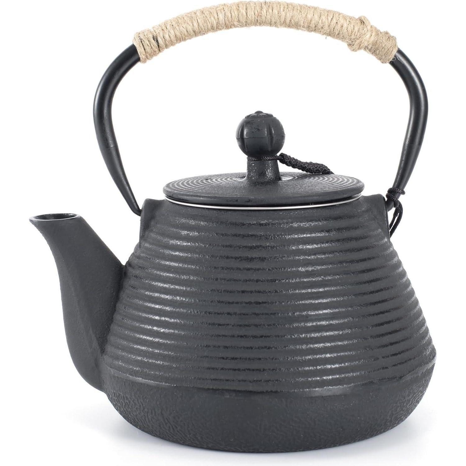 LuxusKollektion Teekanne Teekanne aus Gusseisen, emailliert, 1000 ml, Wasserkocher-sicher, 35