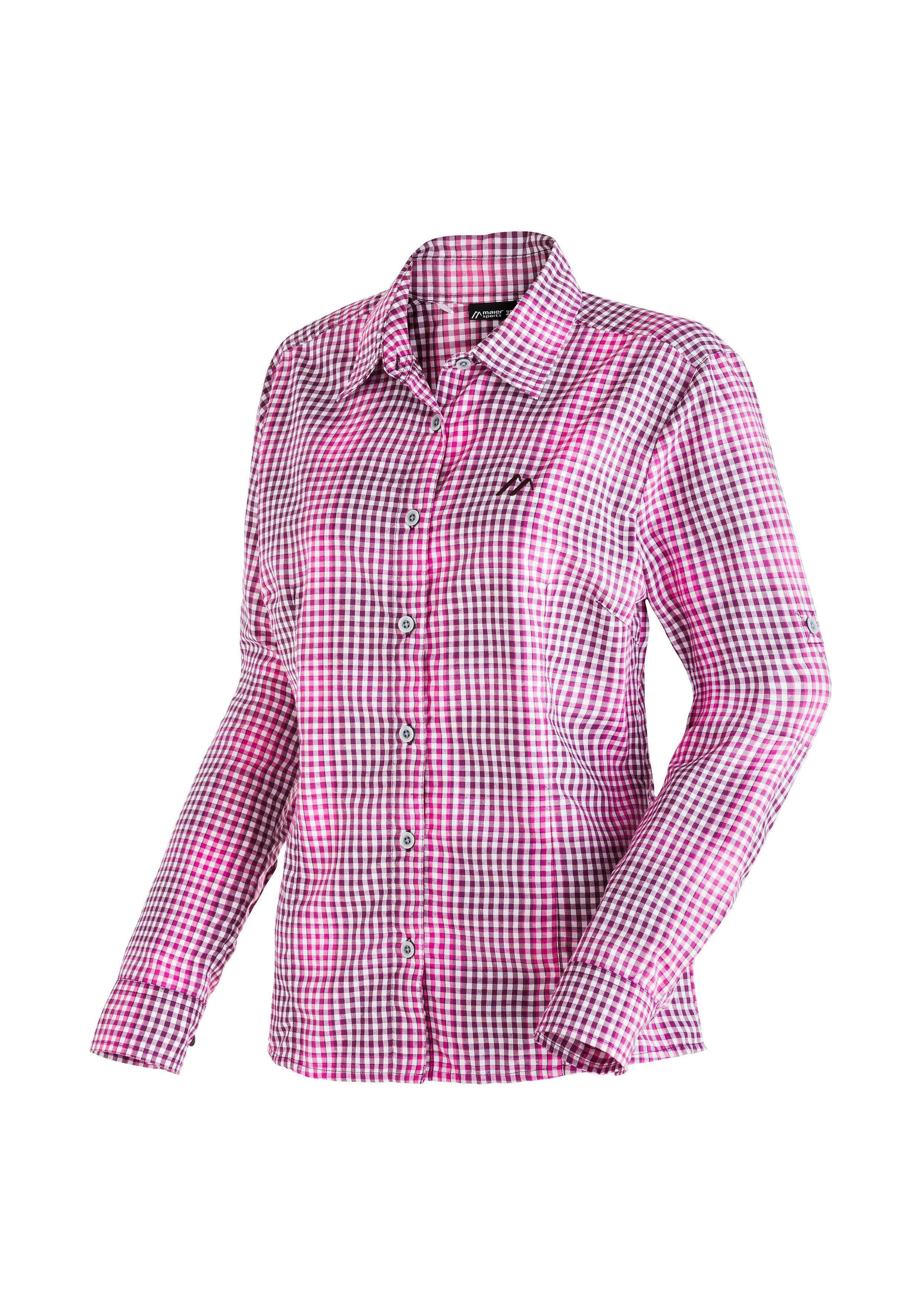 Maier Sports Funktionsbluse Nanni Damen Bluse, langarm Karobluse für Outdoor und Freizeit