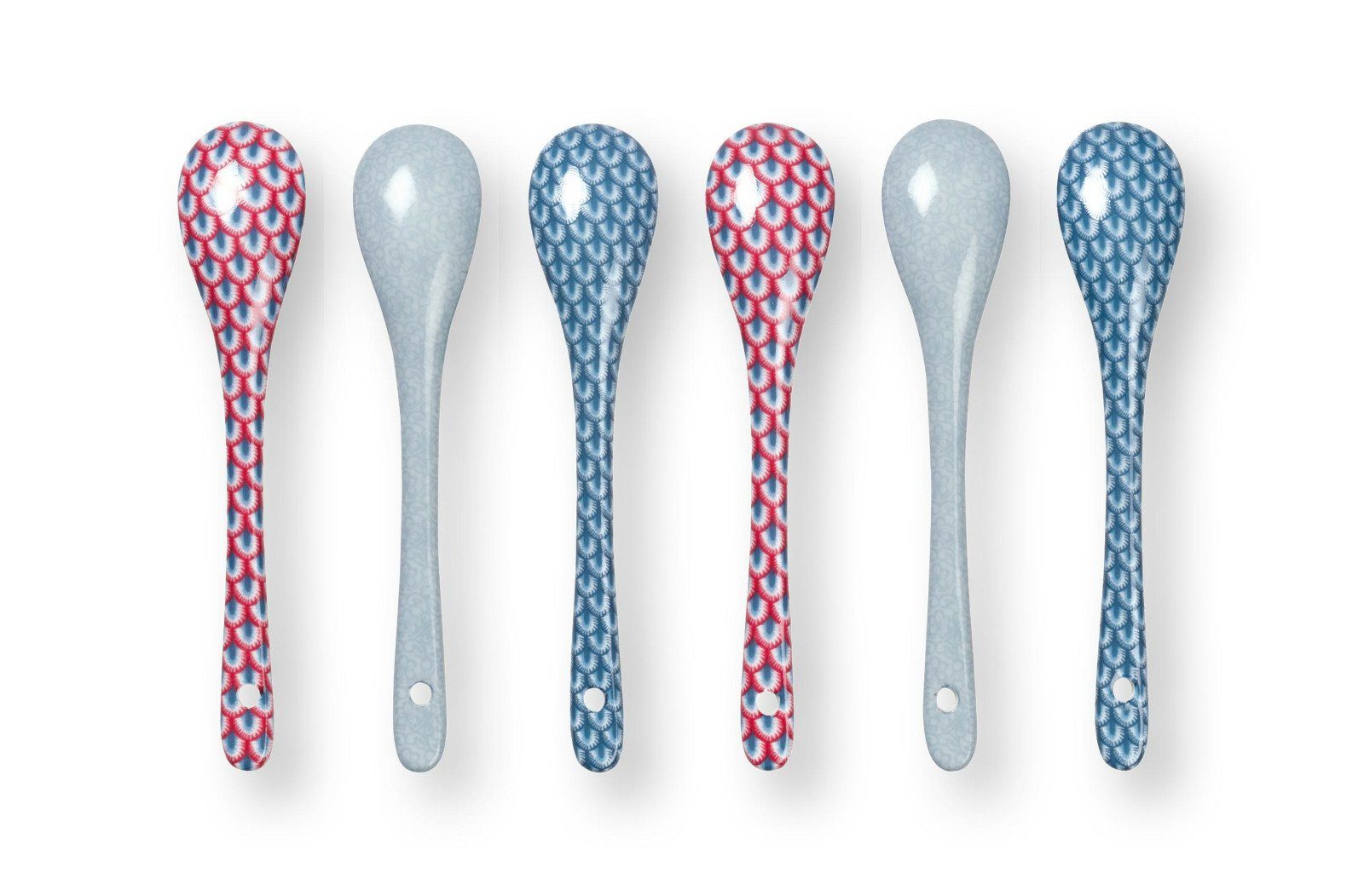 PiP Studio Besteck-Set Flower Festival Oriental Geschenkset Teelöffel blau 13cm, Porzellan, Giftset Teaspoons Oriental Flower Festival Blue 13cm