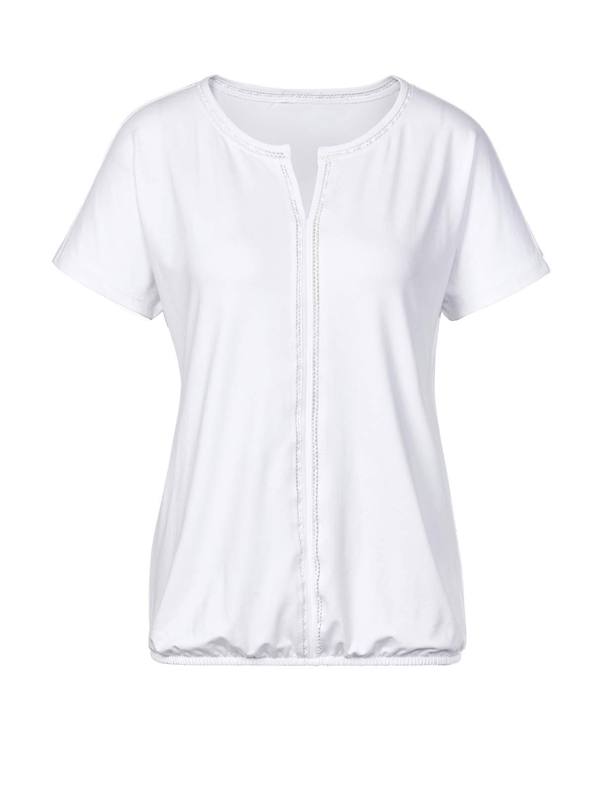 L Spitze, PREMIUM Damen CRéATION L T-Shirt mit weiß creation Jerseyshirt