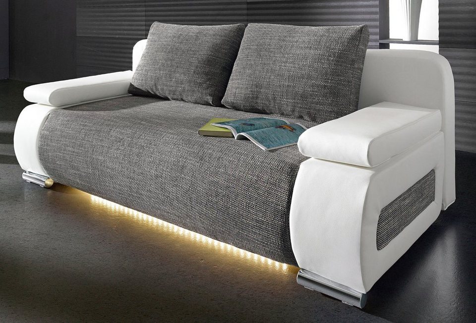 Collection Ab Schlafsofa Wahlweise Mit Led Unterbeleuchtung Luxus Kunstleder Struktur