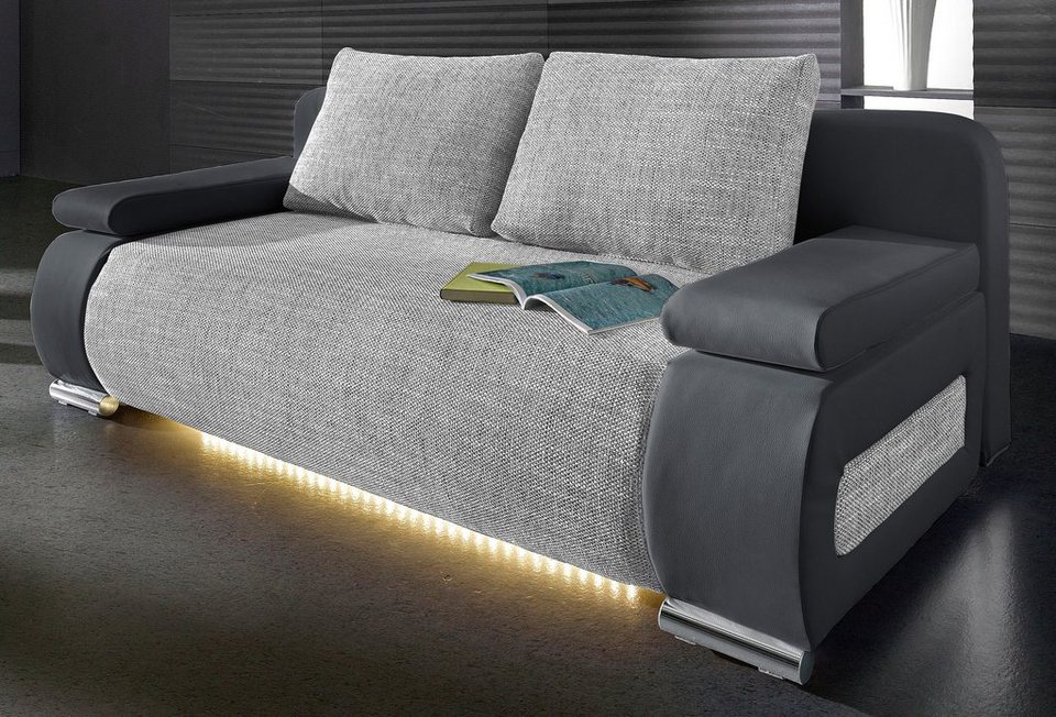 Collection Ab Schlafsofa Wahlweise Mit Led Unterbeleuchtung Microfaser