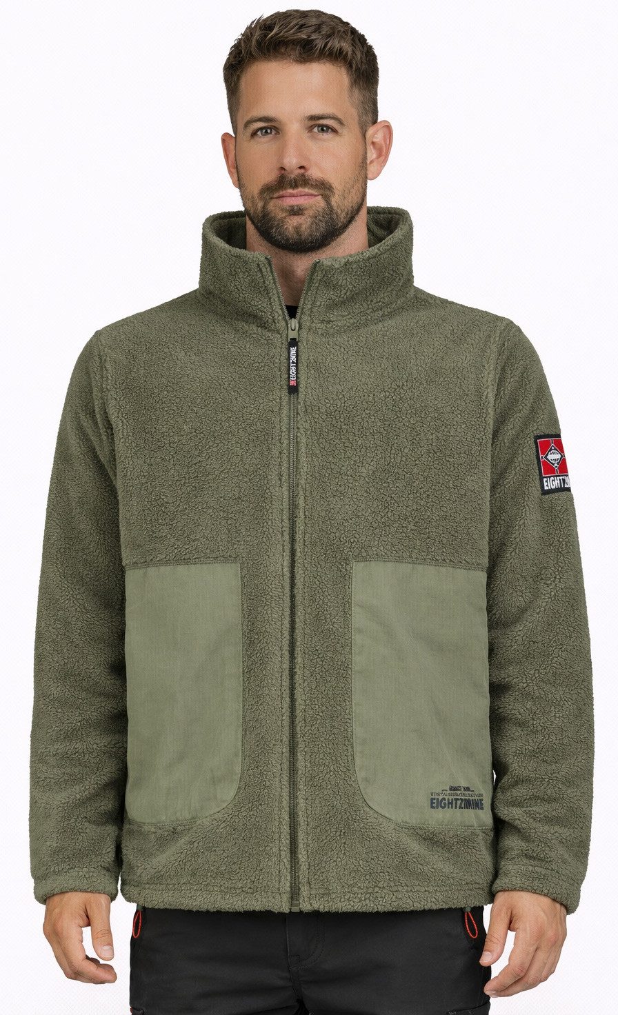 Fleecejacke Herren mit Teddyfleece Fleece Jacke Outdoor Freizeit