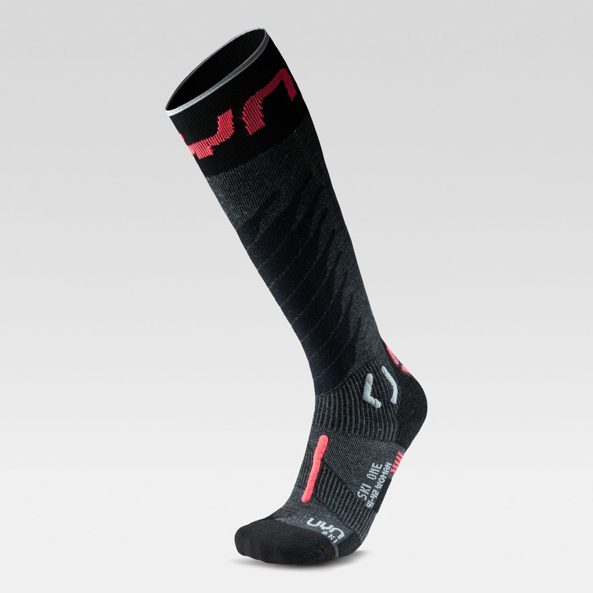 UYN Skisocken UYN WOMAN SKI ONE MERINO SOCKS ANTHRACITE/PINK