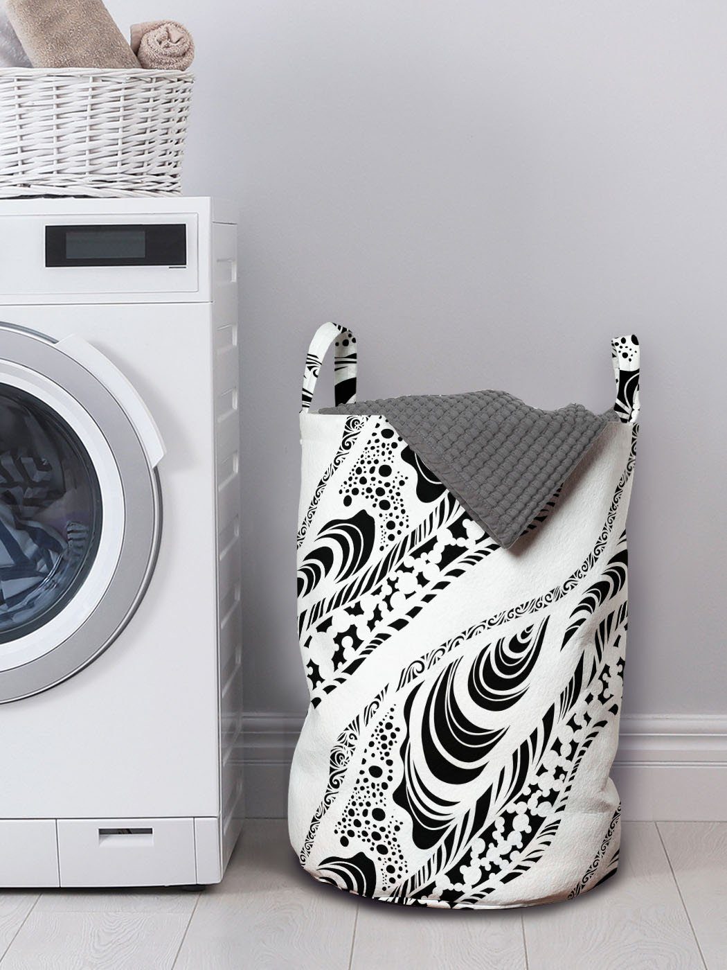 Abstrakt mit Tierhaut Kordelzugverschluss Wäschesäckchen Wäschekorb für Waschsalons, Muster Griffen Abakuhaus