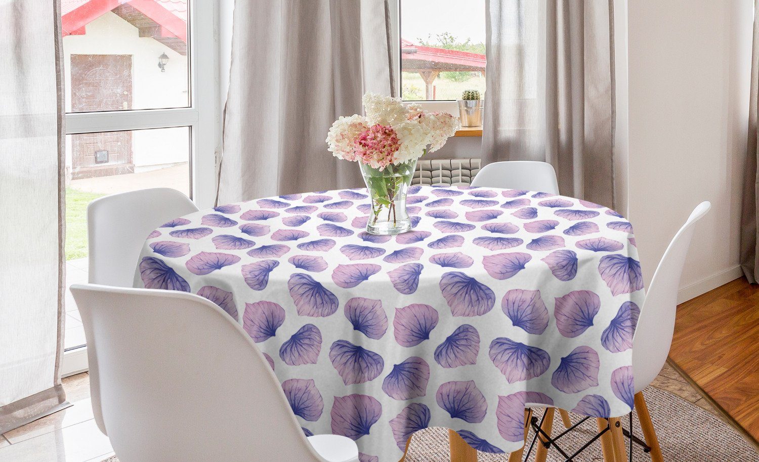 Abakuhaus Tischdecke Kreis Tischdecke Abdeckung für Esszimmer Küche Dekoration, Blumen Blended Aquarell Petal | Tischdecken