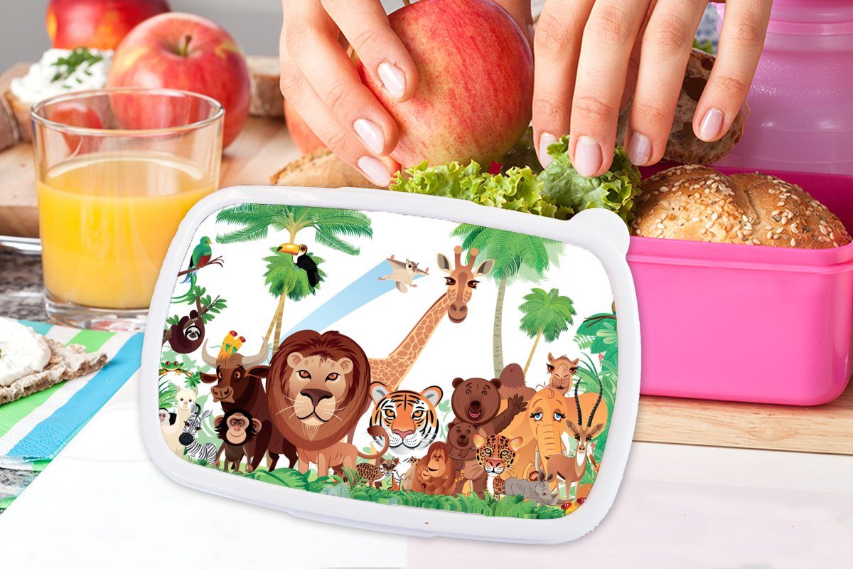 Brotdose für - Erwachsene, Jungen, Mädchen, Tiger Wilde MuchoWow Löwe Dschungel - rosa (2-tlg), Snackbox, - - Kunststoff Brotbox Kinder, - Lunchbox Kunststoff, Kinder Mädchen - Tiere