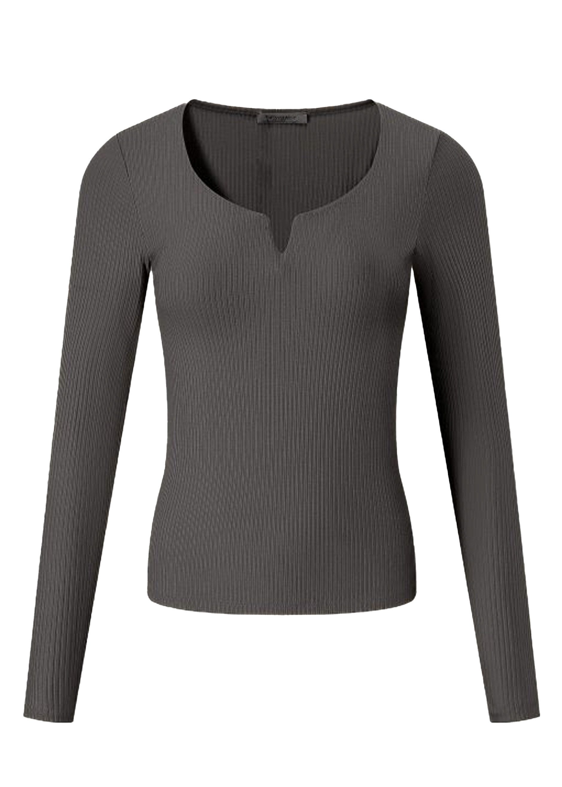 SASSYCLASSY Longshirt Geripptes Langarmshirt Damen mit V-Ausschnitt Shirt m günstig online kaufen