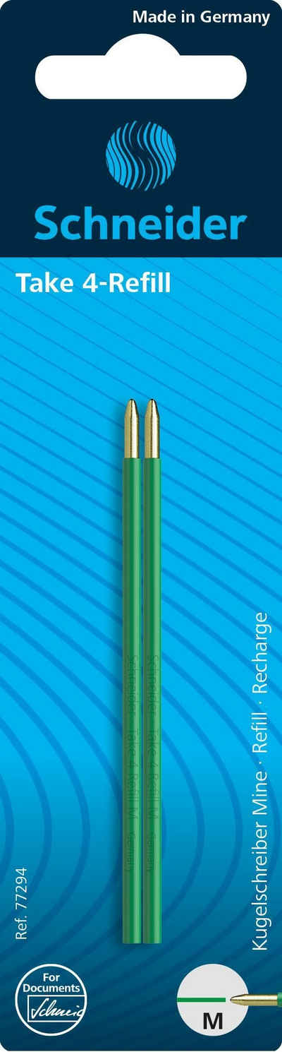 Schneider Fotopapier Kugelschreibermine Take 4 Refill - M, grün (dokumentenecht), 2 Stück
