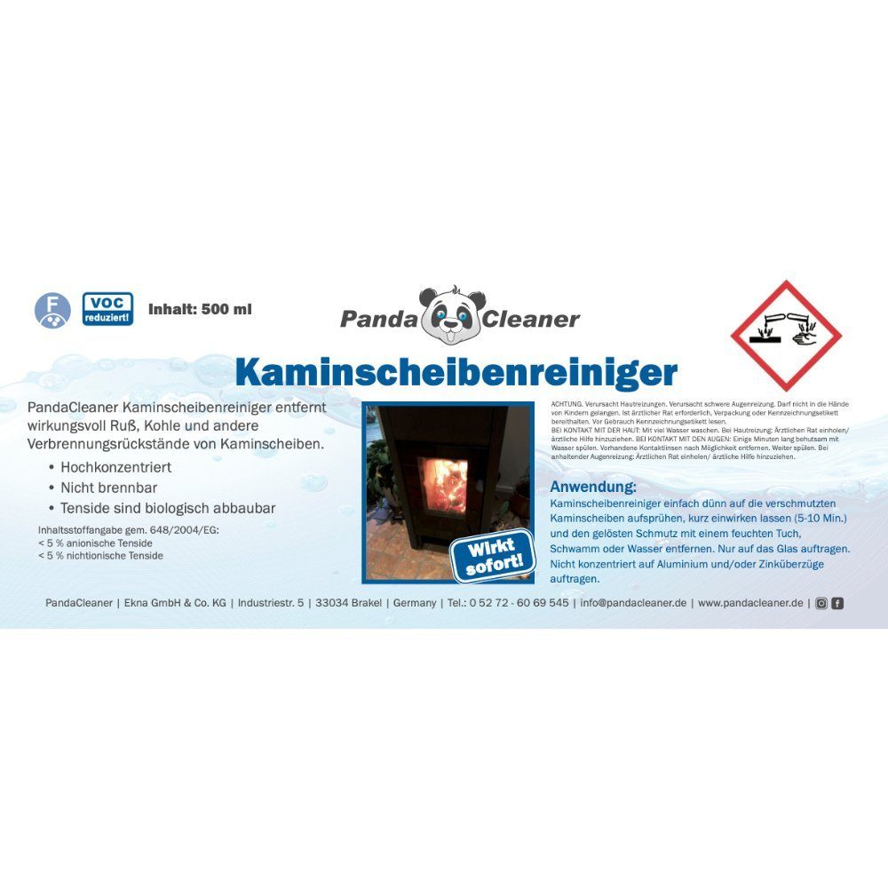 PandaCleaner Ofen- & Kamin Scheibenreiniger - Kaminscheibenreiniger Rußentferner (1-St. 500ml)