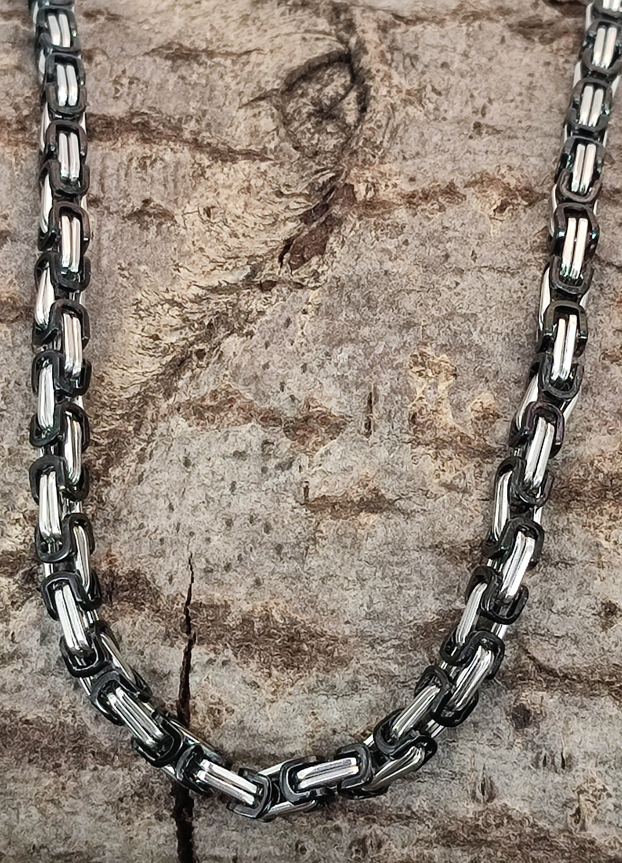 Kiss of Leather Königskette edle Edelstahl Königskette schwarz - silbern, 4 günstig online kaufen