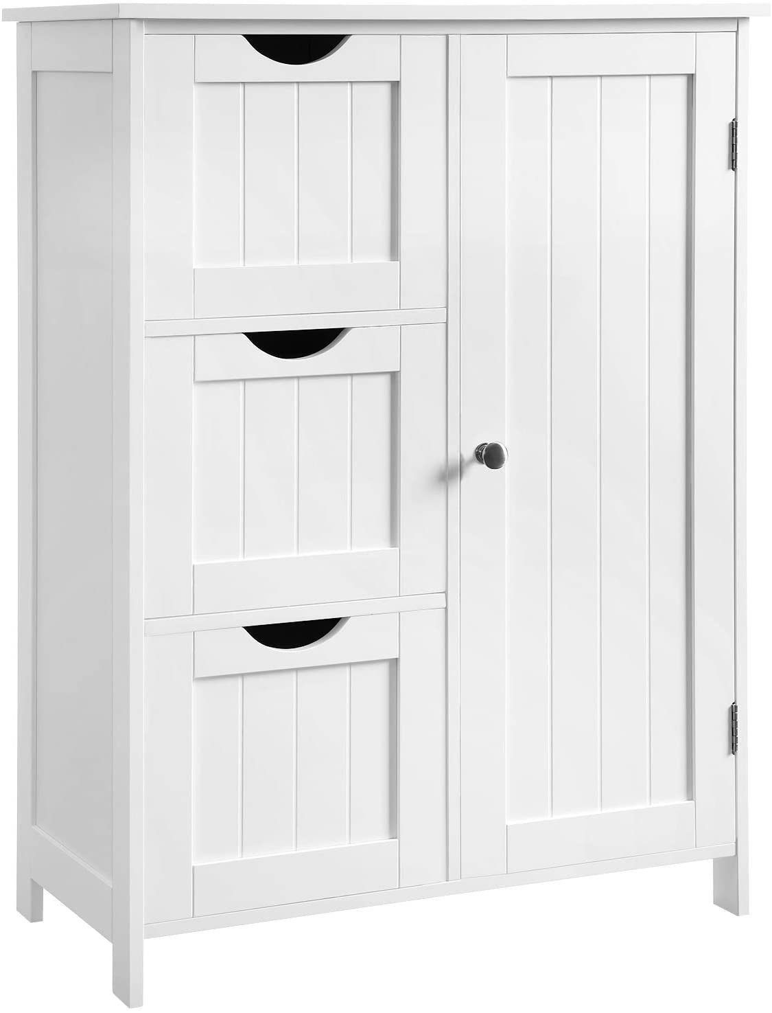 VASAGLE Badkommode Badezimmerschrank, 60 x 30 x 81/80 cm, 3 Schubladen