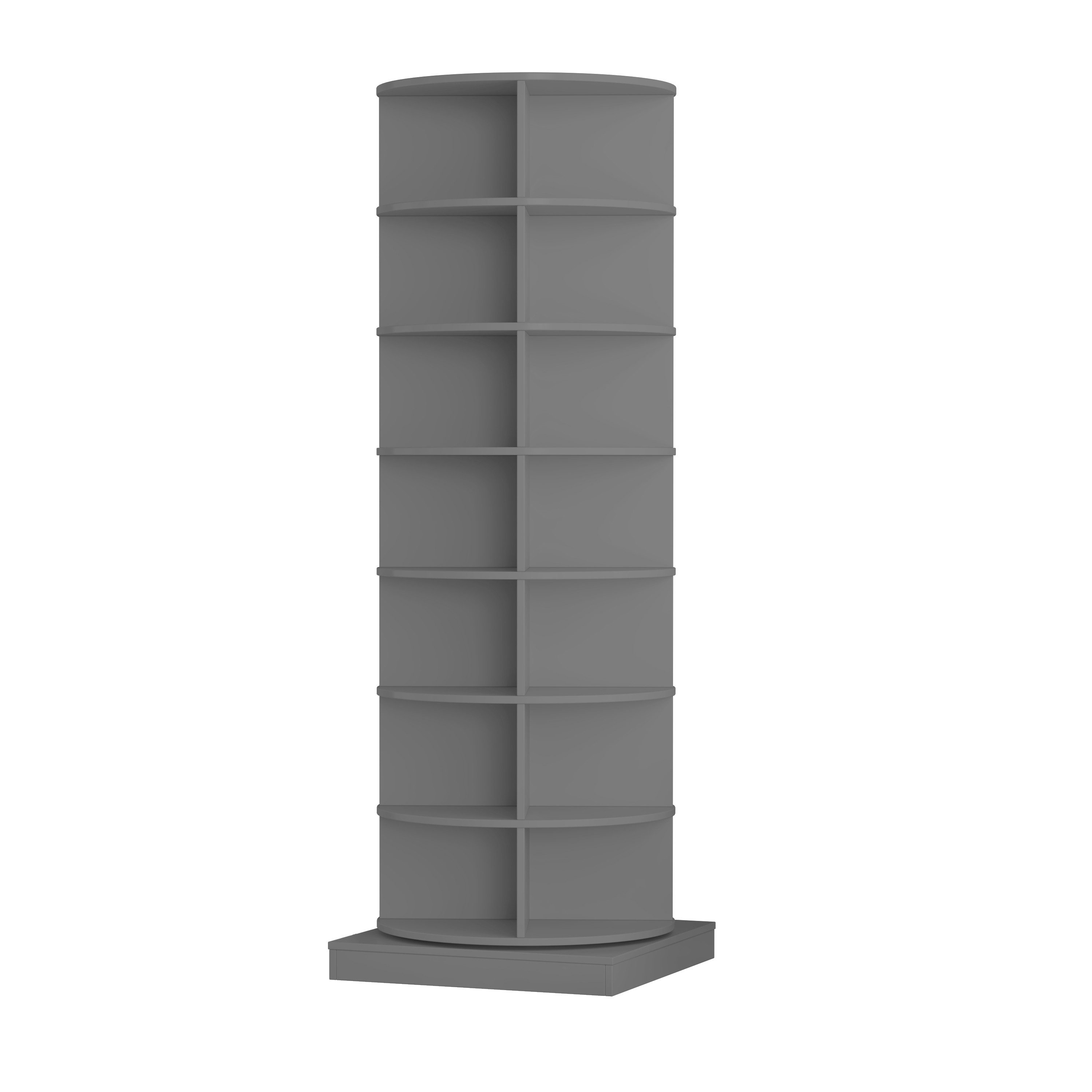 Schuhschrank Stehschrank Standvitrine 360° Drehbar 7 Ebenen 28 Paar Schuhe Grau