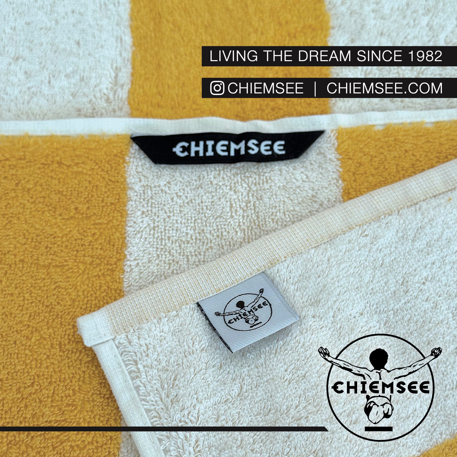 Chiemsee Saunatuch 100% Baumwolle, 80 x 200 cm, Frottier, gestreift, Logo-Schriftzug