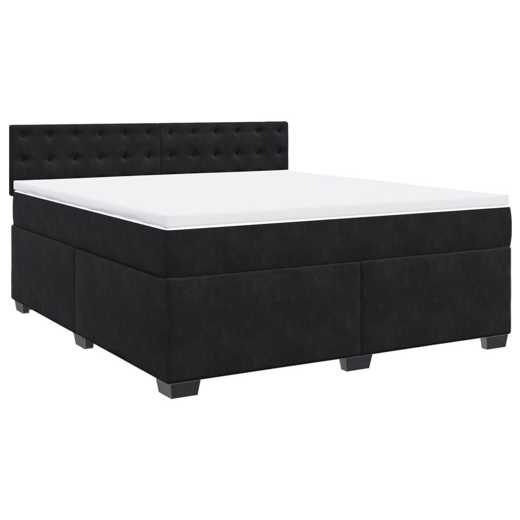 Bett Boxspringbett mit Matratze Schwarz 180x200 cm Samt