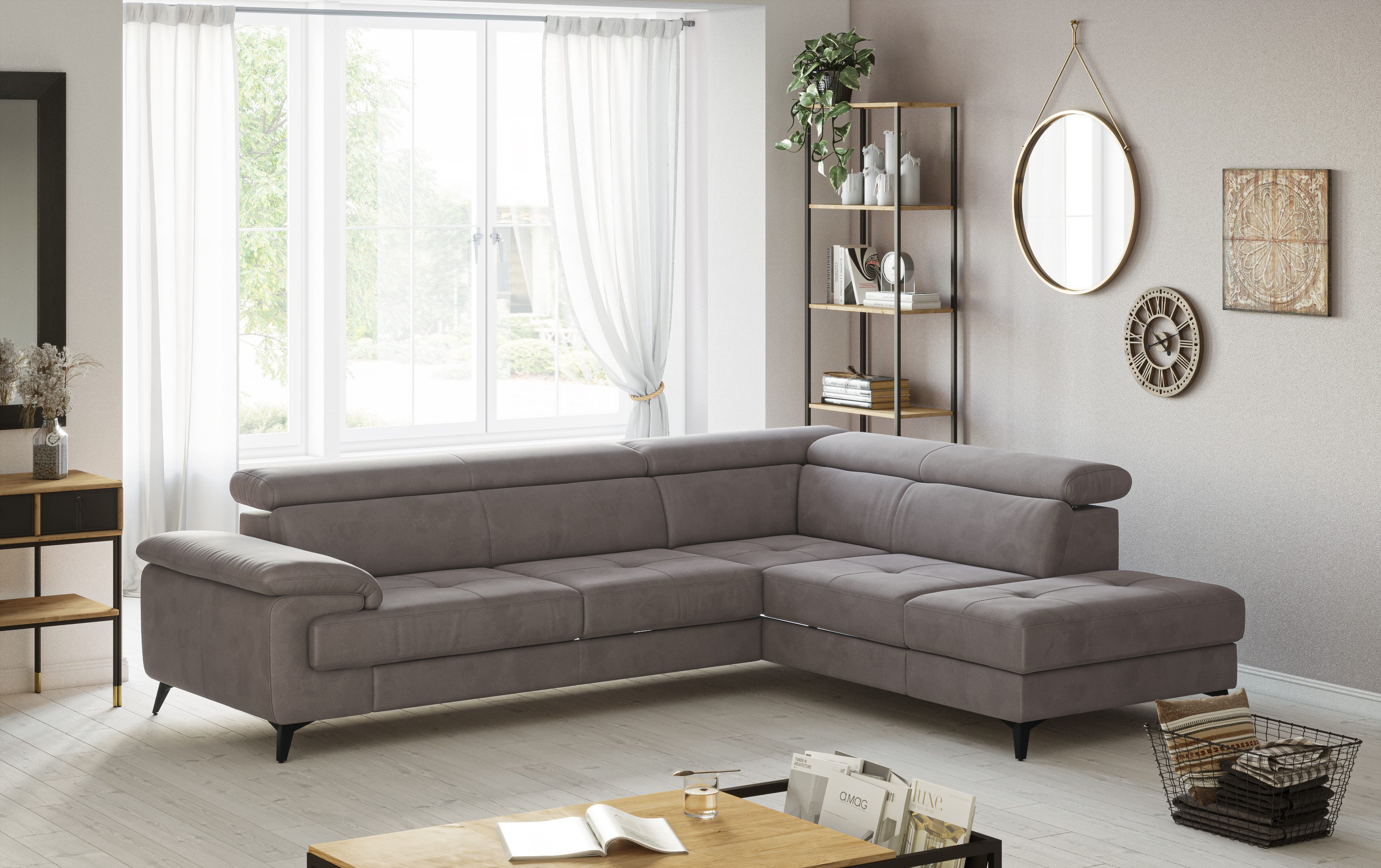COTTA Ecksofa Astra L-Form, B: 286 cm, mit Kopfteilverstellung, optional Bettfunktion & Bettkasten