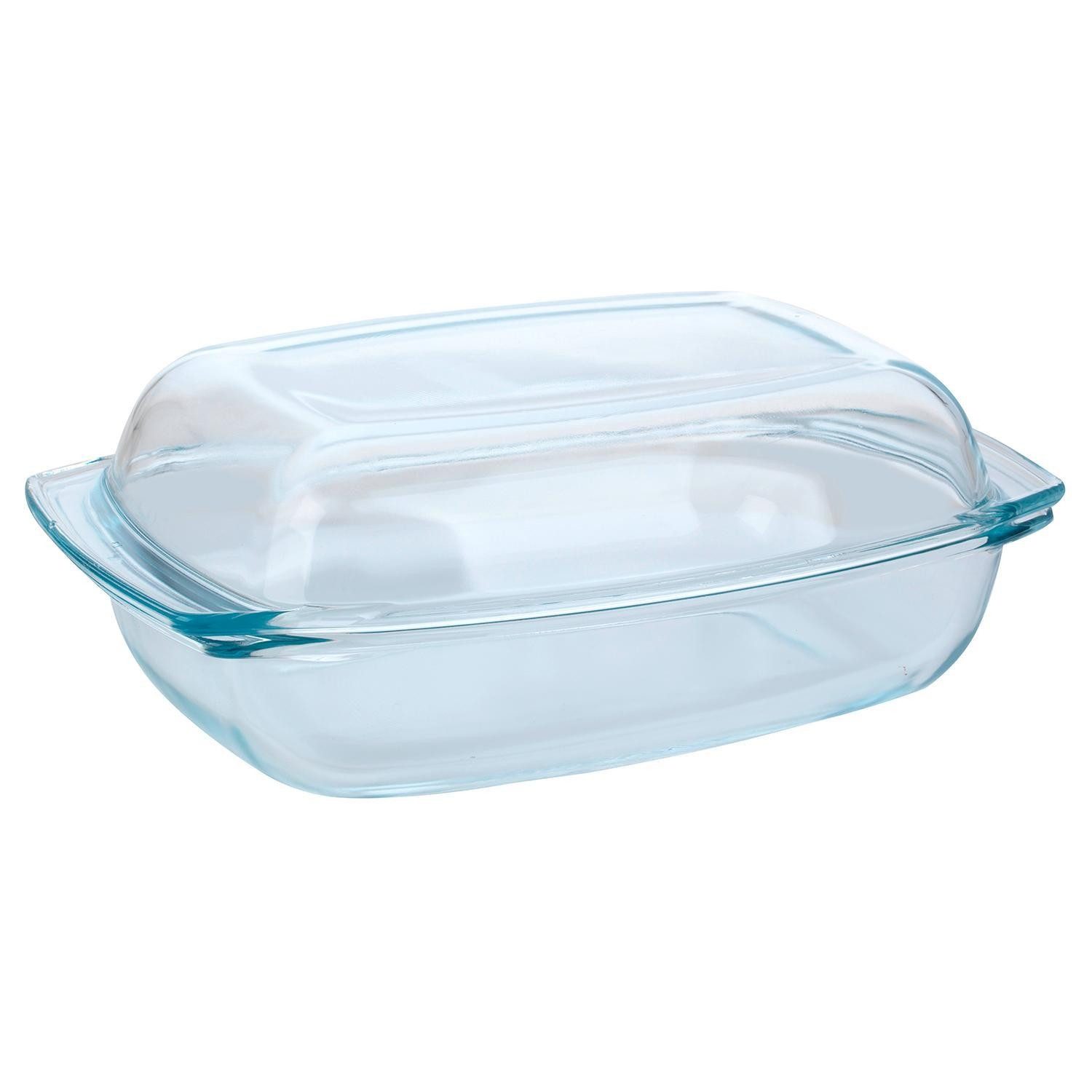 Koopman Auflaufform RAJAR, 35 x 9 x 23 cm, Transparent, mit Deckel, Glas, (1-St), backofengeeignet, mikrowellengeeignet