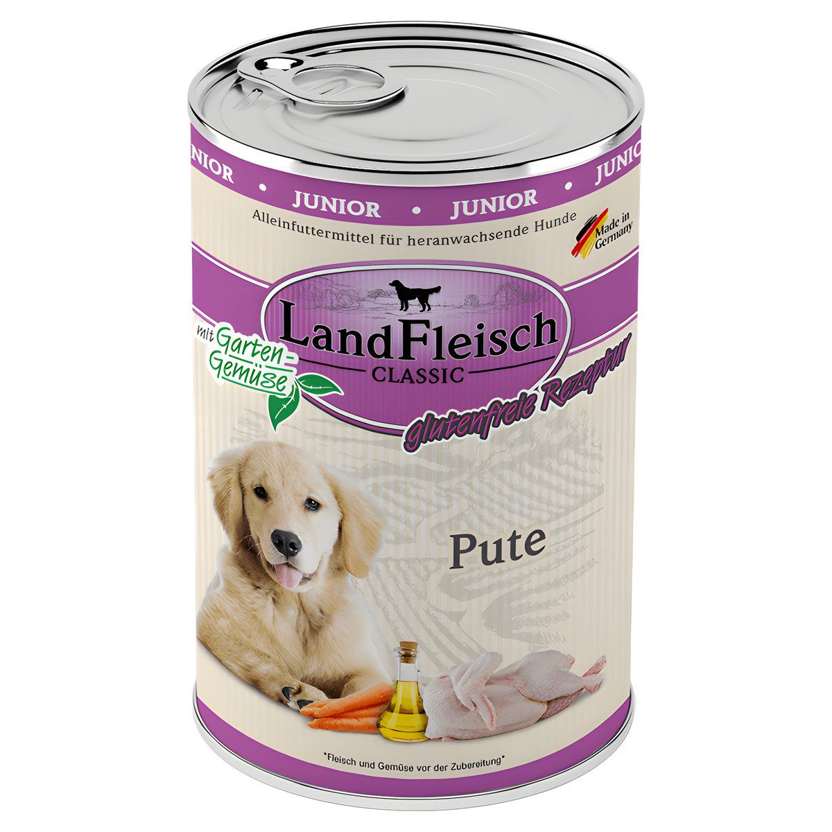 LANDFLEISCH Classic Junior Pute 400 g - 6 Stück, für: Hund