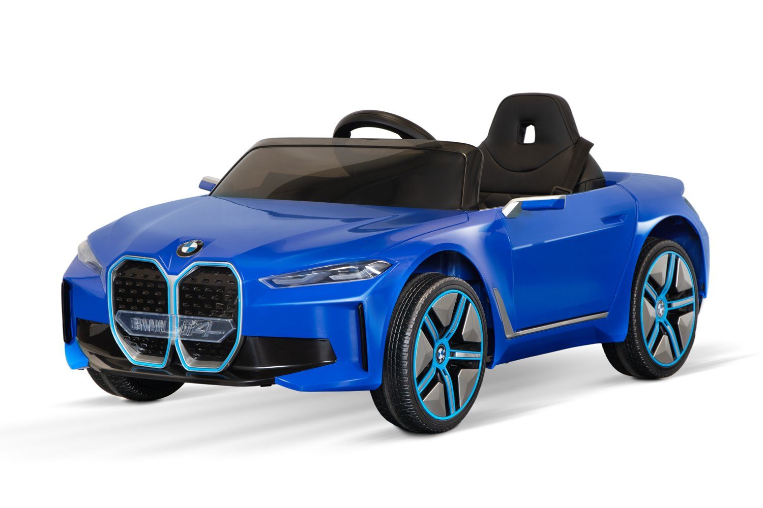 Elektroauto i4 mit Elektro Kidix Elektro-Kinderauto BMW 12V/7Ah Kinderauto Blau Lizenz 2x30W