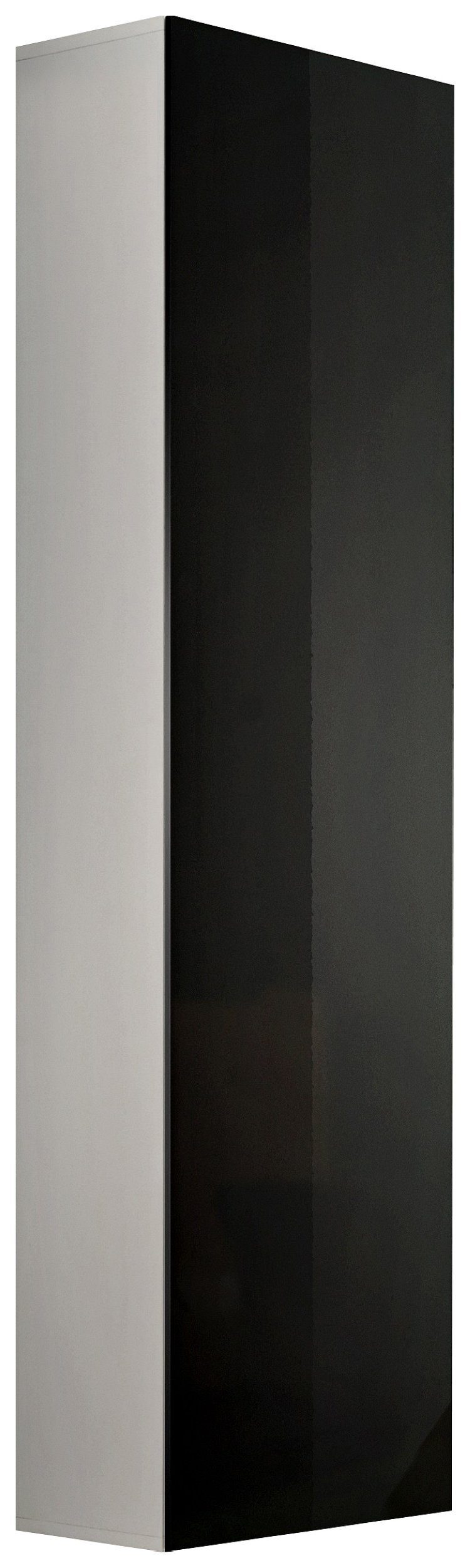 mit Holzwerkstoff Hochglanzfront, aus T40 Schwarz rechts / 3 FLI Stauraumschrank Stylefy Design Modern, Weiß Hochglanz Push-to-Open, variabel hängbar, Wohnmöbel) Matt Wandschrank, cm 170x40x29 mit Einlegeböden, (Wandregal,