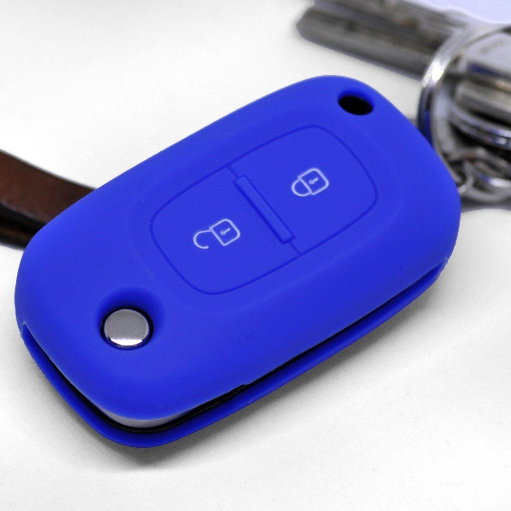 mt-key Schlüsseltasche Autoschlüssel Softcase Silikon Schutzhülle Blau, für Renault Kangoo Smart Forfour Clio III Twingo Mercedes Benz Citan