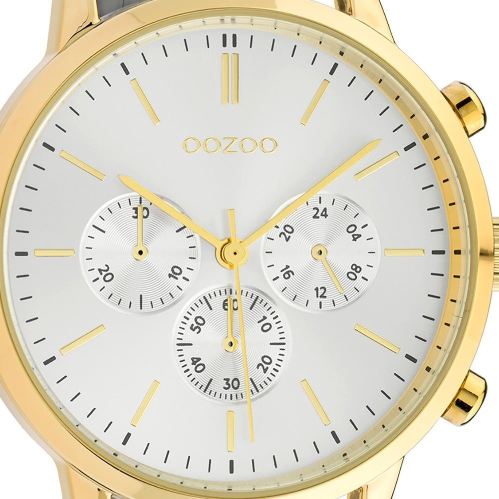 (ca. Edelstahlarmband, gold rund, Herren OOZOO Oozoo groß Quarzuhr Fashion-Style silber, Herrenuhr Armbanduhr 42mm)