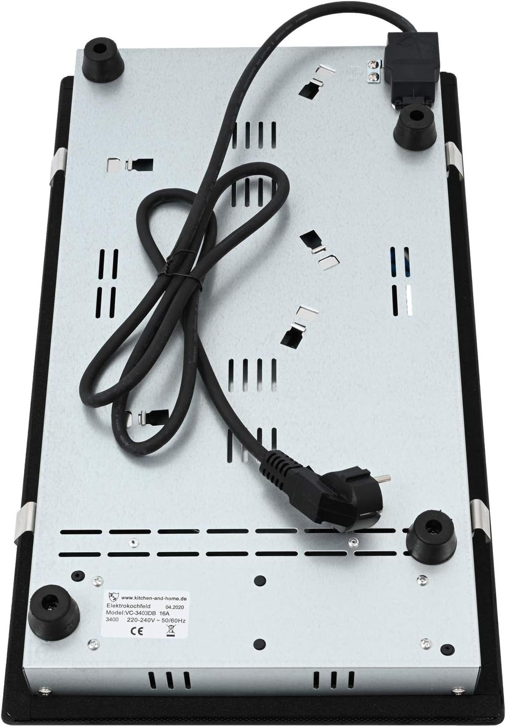 K&H Elektro-Kochfeld K&H Domino 2 Zonen Glaskeramikkochfeld 30cm Doppelbrenner Autark Eingebaut VC-3403DB, Topferkennung, Ein/Aus Schalter, Timer, Restwärmeanze – Bild 4 von 5