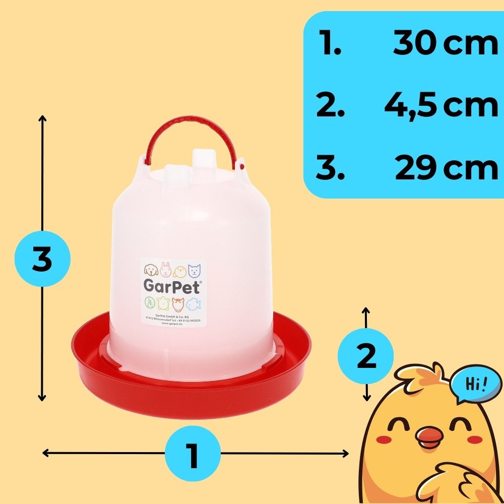 GarPet Wasserspender 2er Set Hühnertränke 6 L Geflügeltränke Wasserspender Hühner Tränke 0.75 l