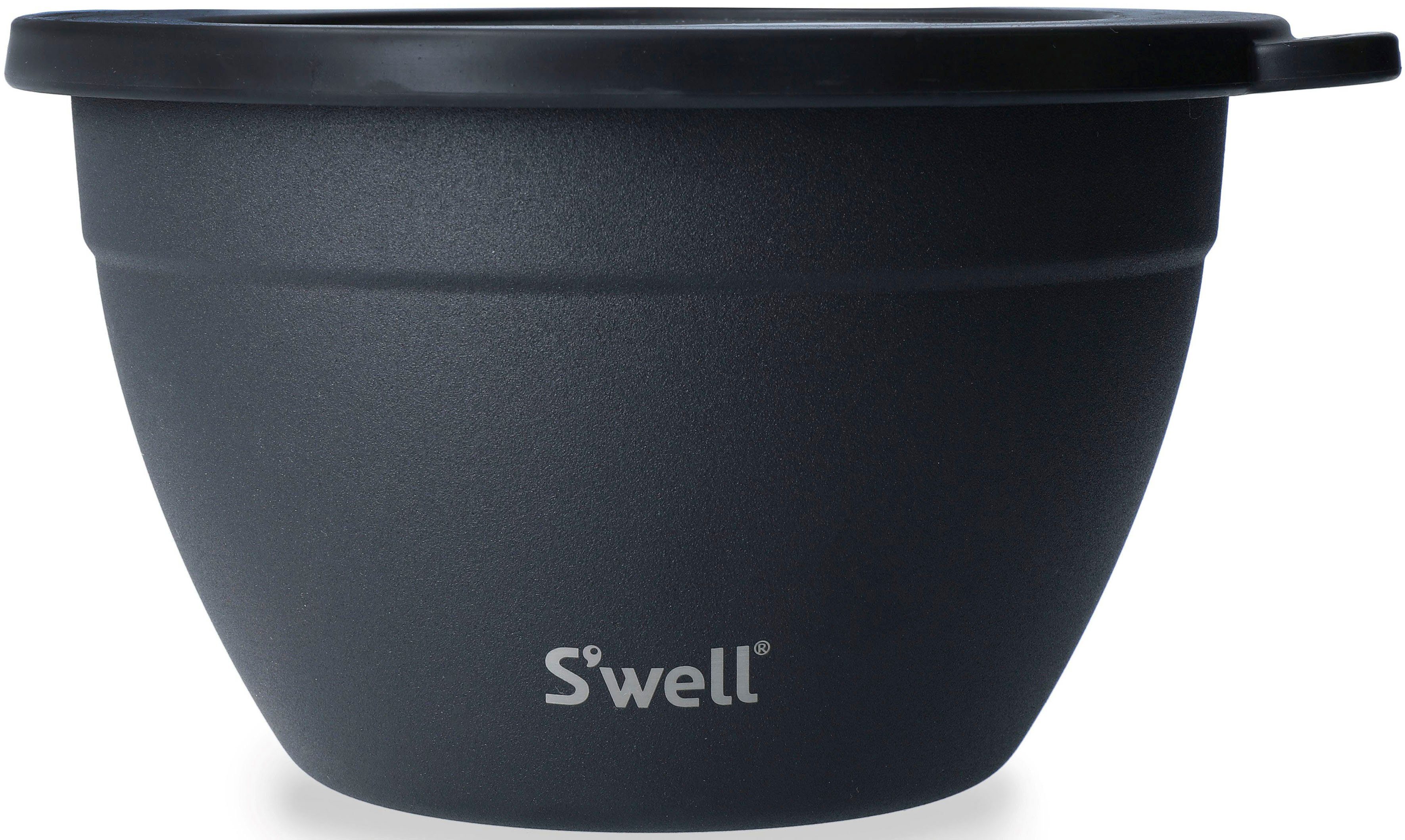 S'well Salatschüssel S'well Onyx Salad Bowl Kit, 1.9L, Edelstahl, (3-tlg), Therma-S'well®-Technologie, vakuumisolierten Außenschale