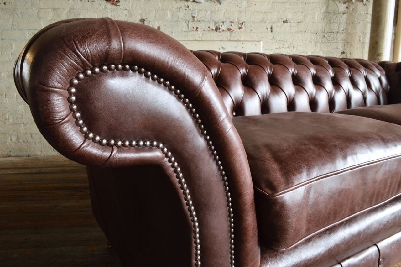 Chesterfield Sitz JVmoebel Chesterfield-Sofa, Design Couch Leder Luxus Polster Garnitur Sofa