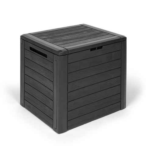 Kreher Kissenbox "WOOD" 140 Liter Volumen in Holz Optik (Anthrazit)