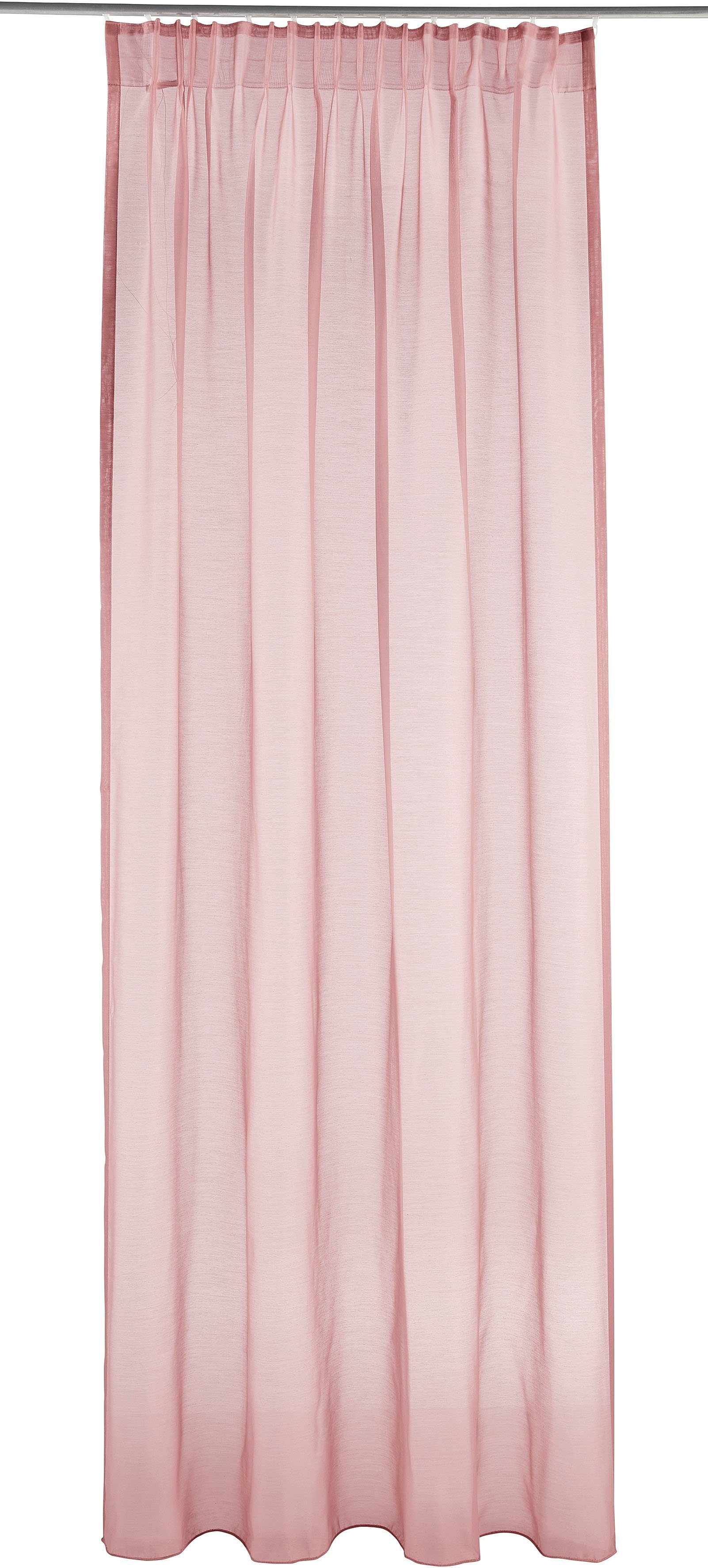 Gardine Batist, Leonique, Größen Multifunktionsband transparent verschiedene Polyester, (1 St), rosé transparent