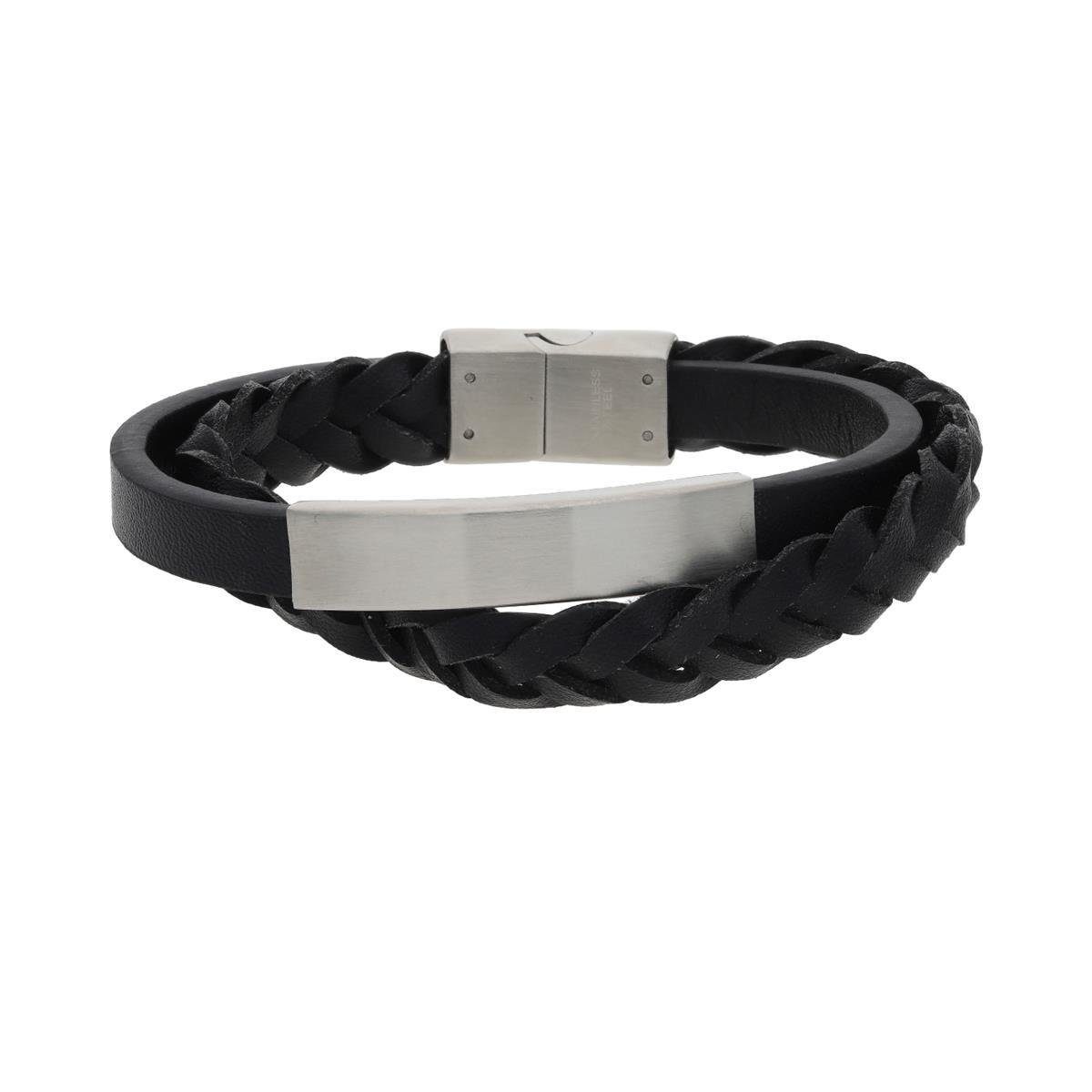 JuwelmaLux Lederarmband JuwelmaLux Herren Armband Leder Edelstahl JL45-03-0036 22 cm (kein Set, 1-tlg., kein Set)