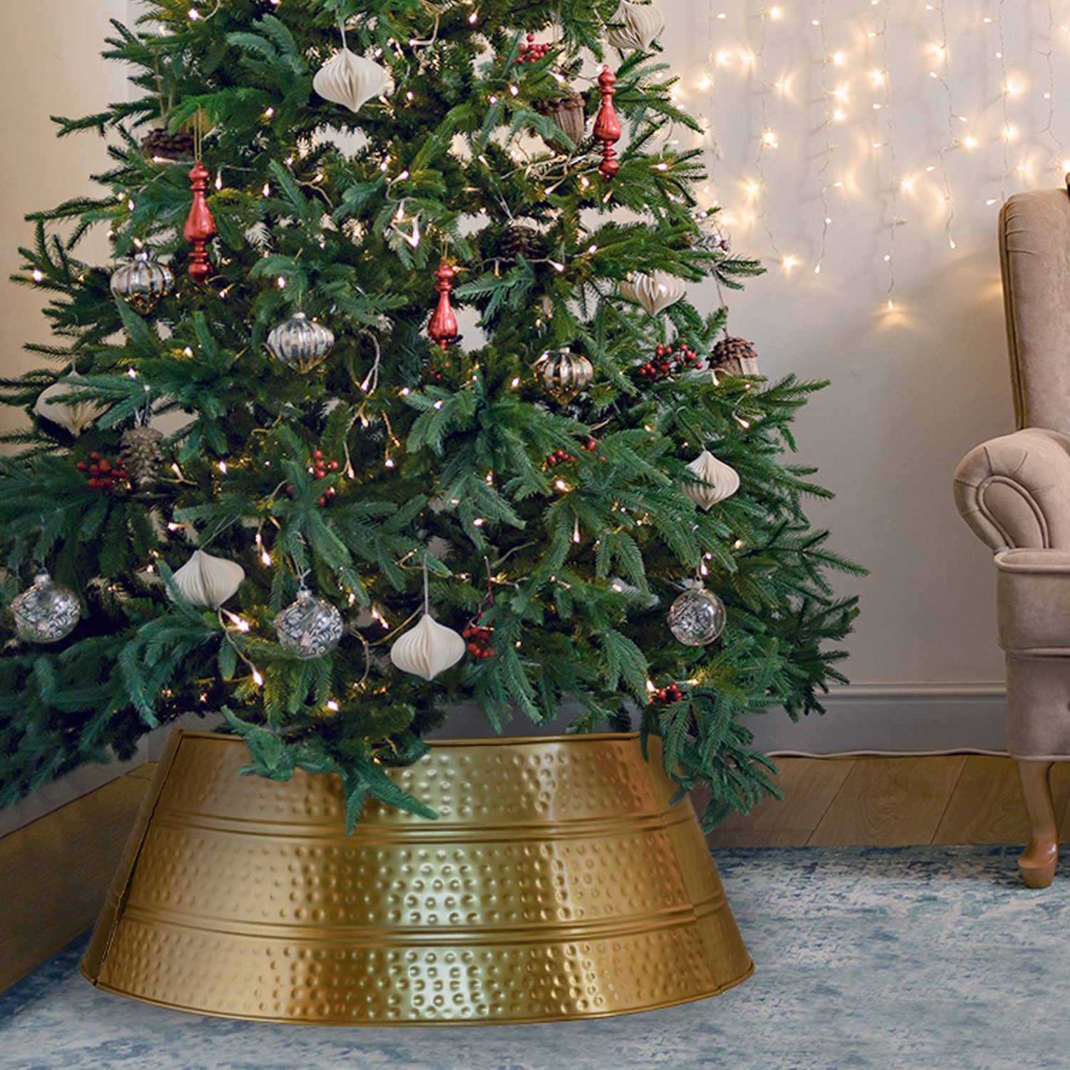 Marrakesch Orient & Mediterran Interior Weihnachtsbaumdecke Skandinavisches Design Weihnachtsbaum Kragen Andine Gold, Handarbeit