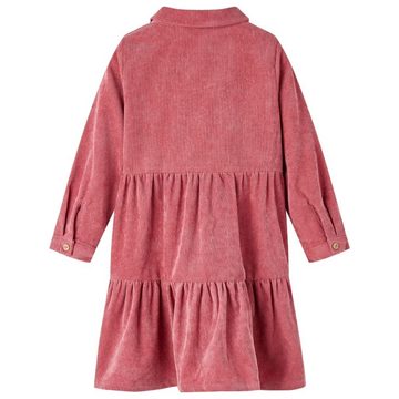 vidaXL A-Linien-Kleid Kinderkleid mit Langen Ärmeln Cord Altrosa 140