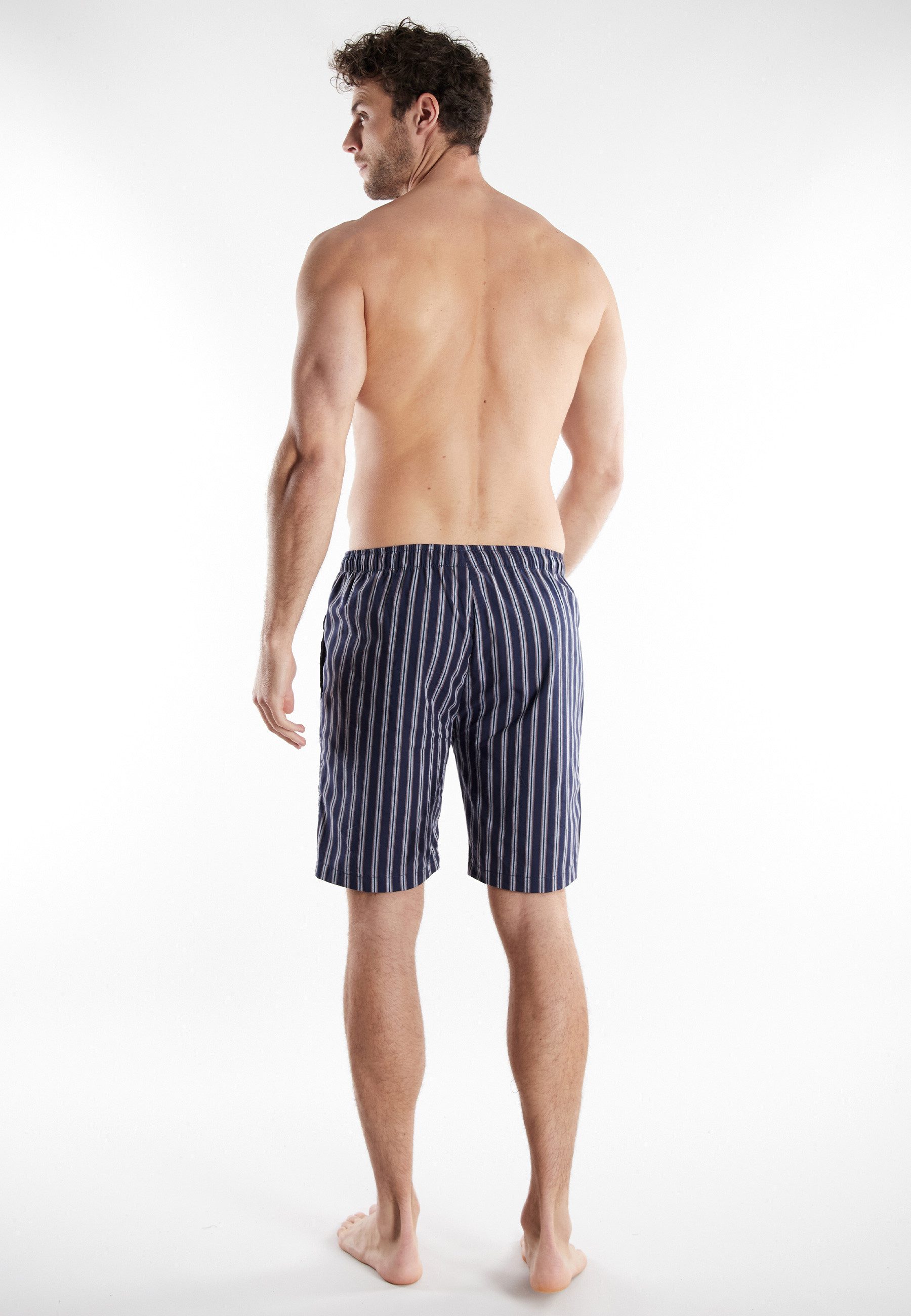 bugatti Schlafhose BUGATTI Herren Bermuda blau längsgestreift (1-tlg)