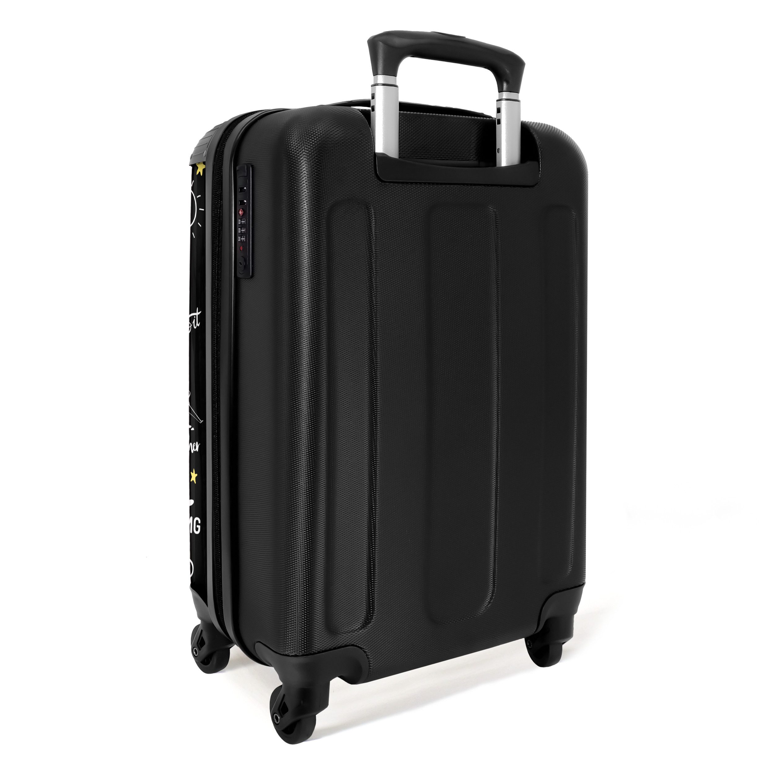 NoBoringSuitcases.com© Hartschalen-Trolley Muster - Gekritzel - Reisen - Urlaub - Schwarz 55x35x20cm, 4 Rollen, Reisetasche mit Rollen, Koffer Handgepäck Flugzeug