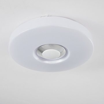 hofstein Deckenleuchte »Serini« runde Deckenlampe aus Metall/Kunststoff in Weiß, RGB Kelvin, dimmbar mit RGB Farbwechsler, Fernbedienung und Bluetooth Lautsprecher