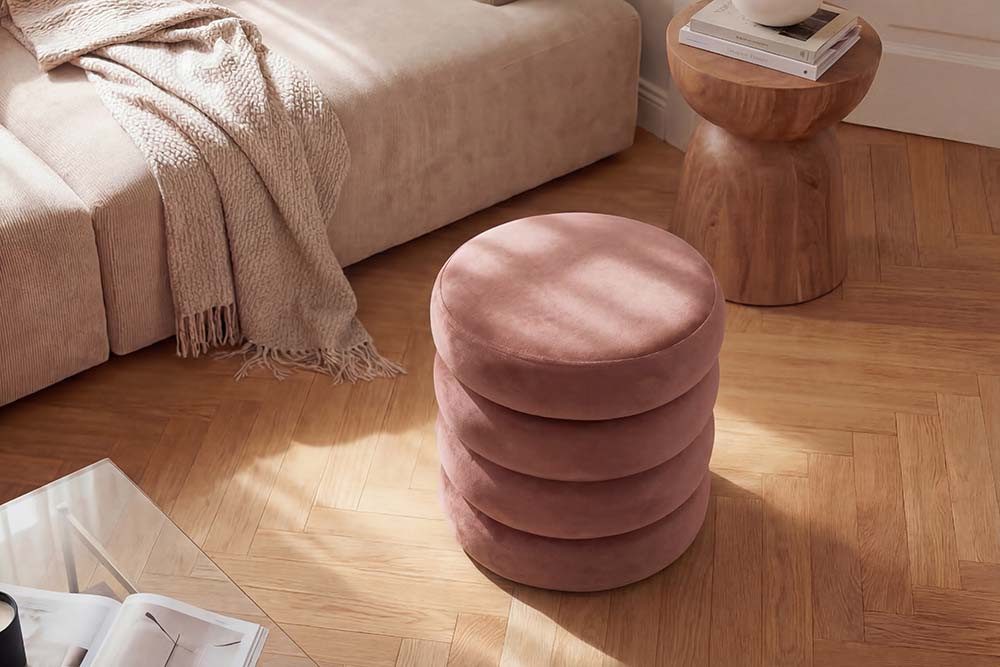 riess-ambiente Polsterhocker VOGUE 40cm rosa - Samt, mit Stauraum, gepolstert, rund, retro (Einzelartikel, 1 St), Eleganter Sitzhocker - ideal f. Ankleide, Flur – Bild 5 von 5