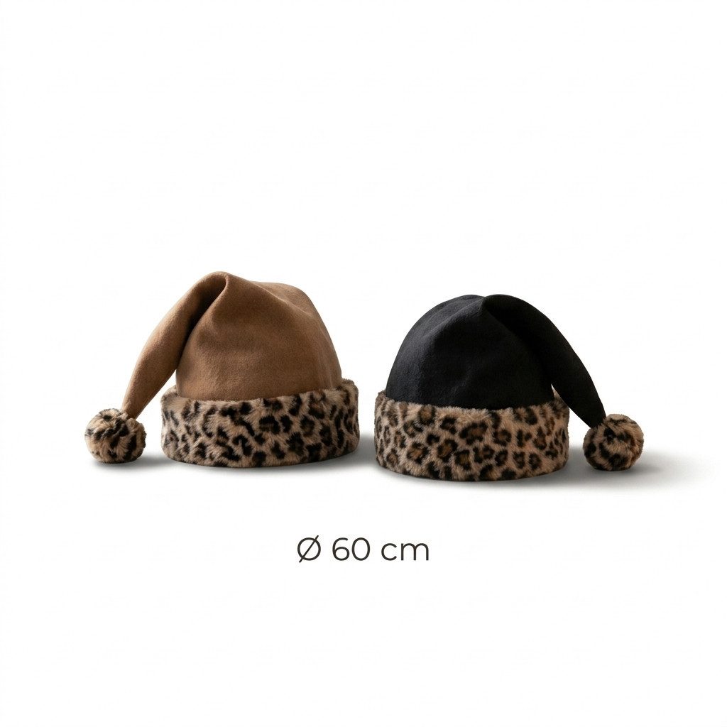 Home-trends24.de Weihnachtsfigur Nikolausmütze Weihnachtsmütze Leo Deko Kunstfell Weihnachten 2er-Set (2 St)