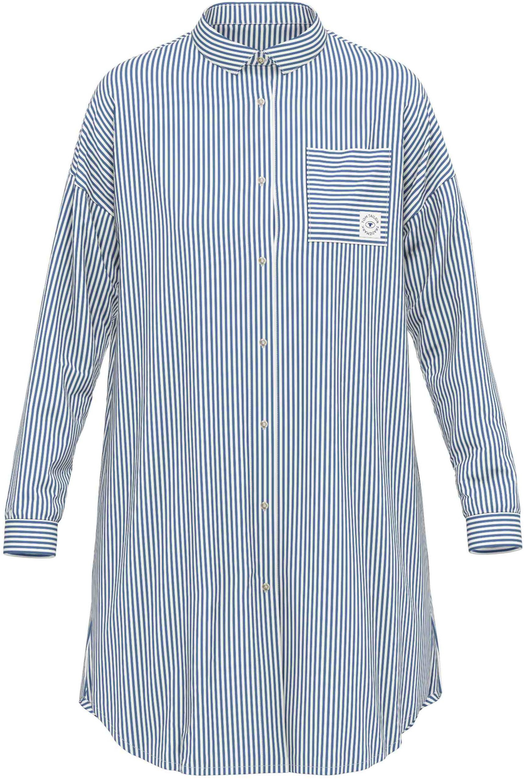 TOM TAILOR Nachthemd Manila mit Knopfleiste, Kragen, V-Ausschnitt, Langarm, günstig online kaufen