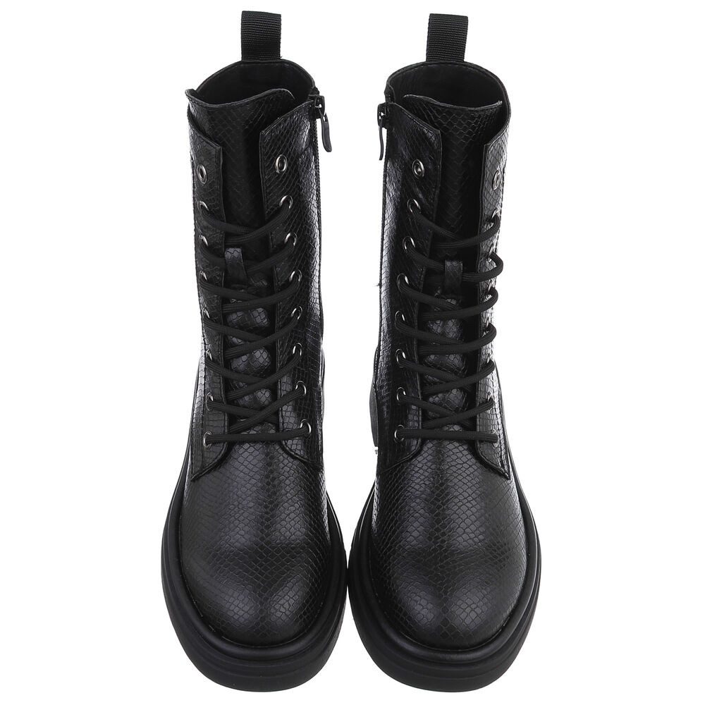 Ital-Design Damen Stiefel mit Schnürung und blockabsatz für Alltag Schnürstiefelette (90598762) Blockabsatz Stiefeletten in Schwarz – Bild 4 von 5