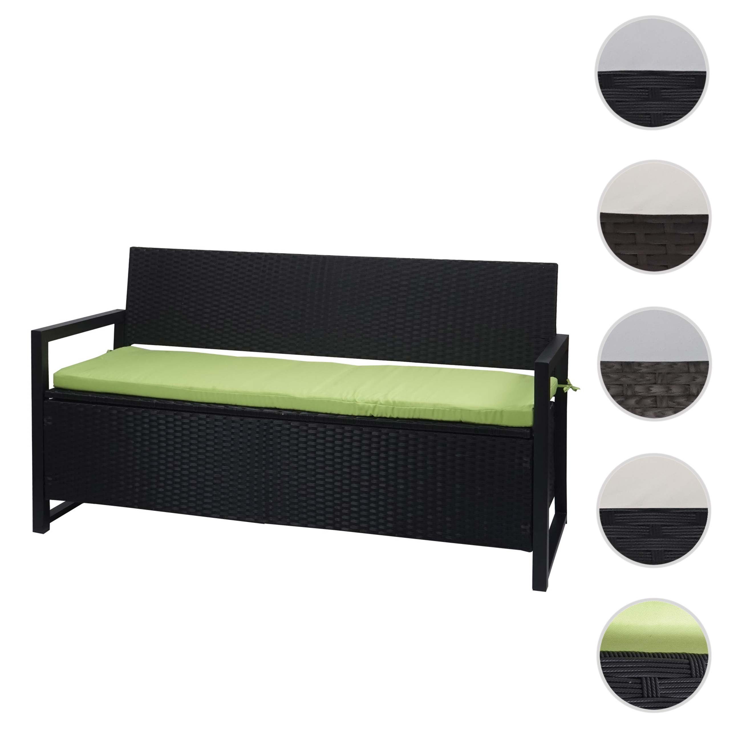 MCW Poly-Rattan 3er Sitzbank F39 anthrazit Kissen Grün günstig online kaufen