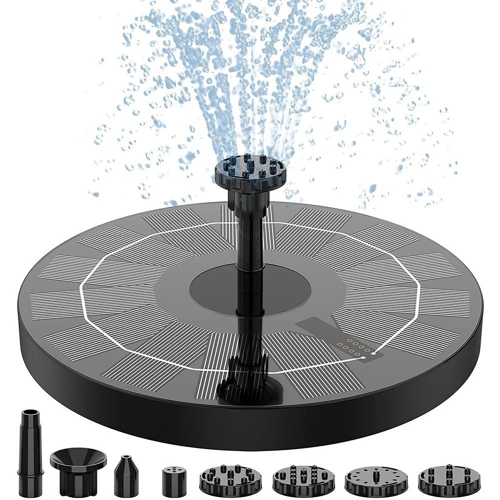 GelldG Gartenbrunnen Solar Springbrunnen, 1,5W 160 mm Solar Teichpumpe