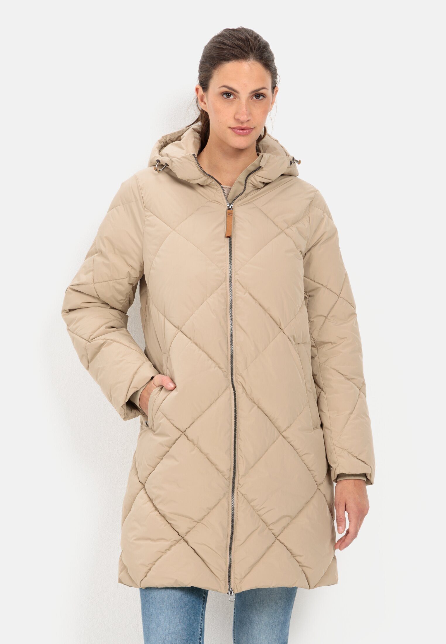 camel active Steppjacke Steppmantel Beige Polyester aus recyceltem