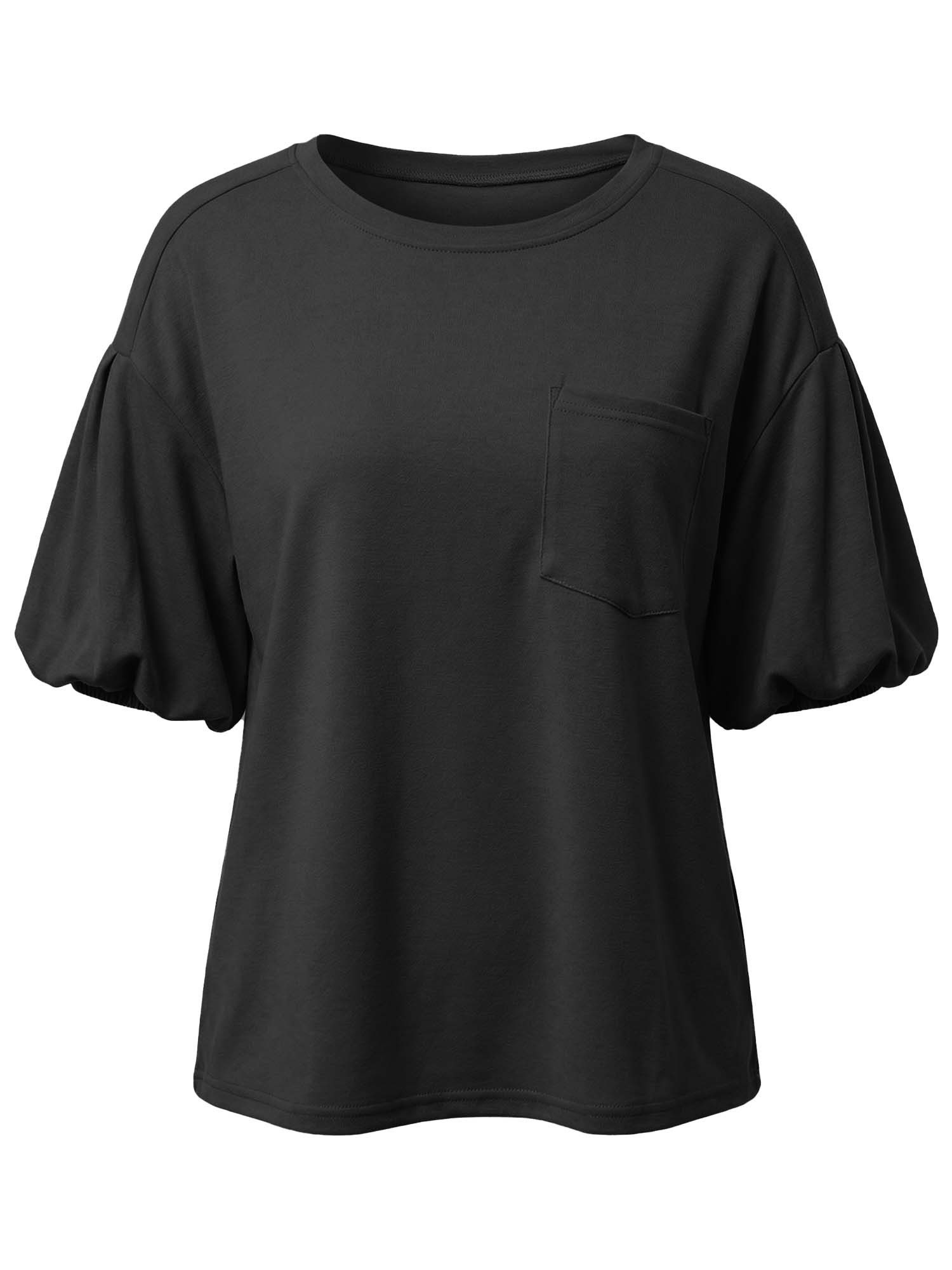 Imily Bela T-Shirt Damen Kurzarmtop mit Puffärmeln (Packung, 1-tlg., 1per-Pack) einfarbig – Bild 2 von 5