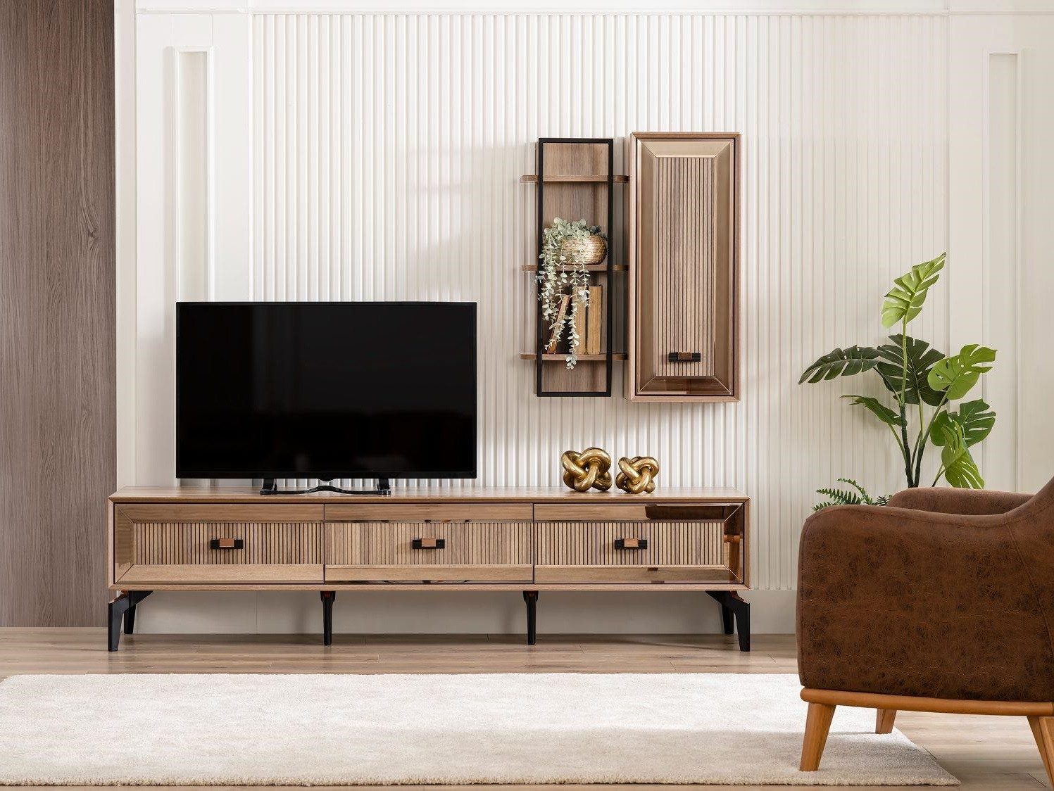 Xlmoebel TV-Schrank RTV TV-Schrank Lowboard Wohnzimmerregal aus Holz Sofort (RTV + Regale) Hergestellt in Europa