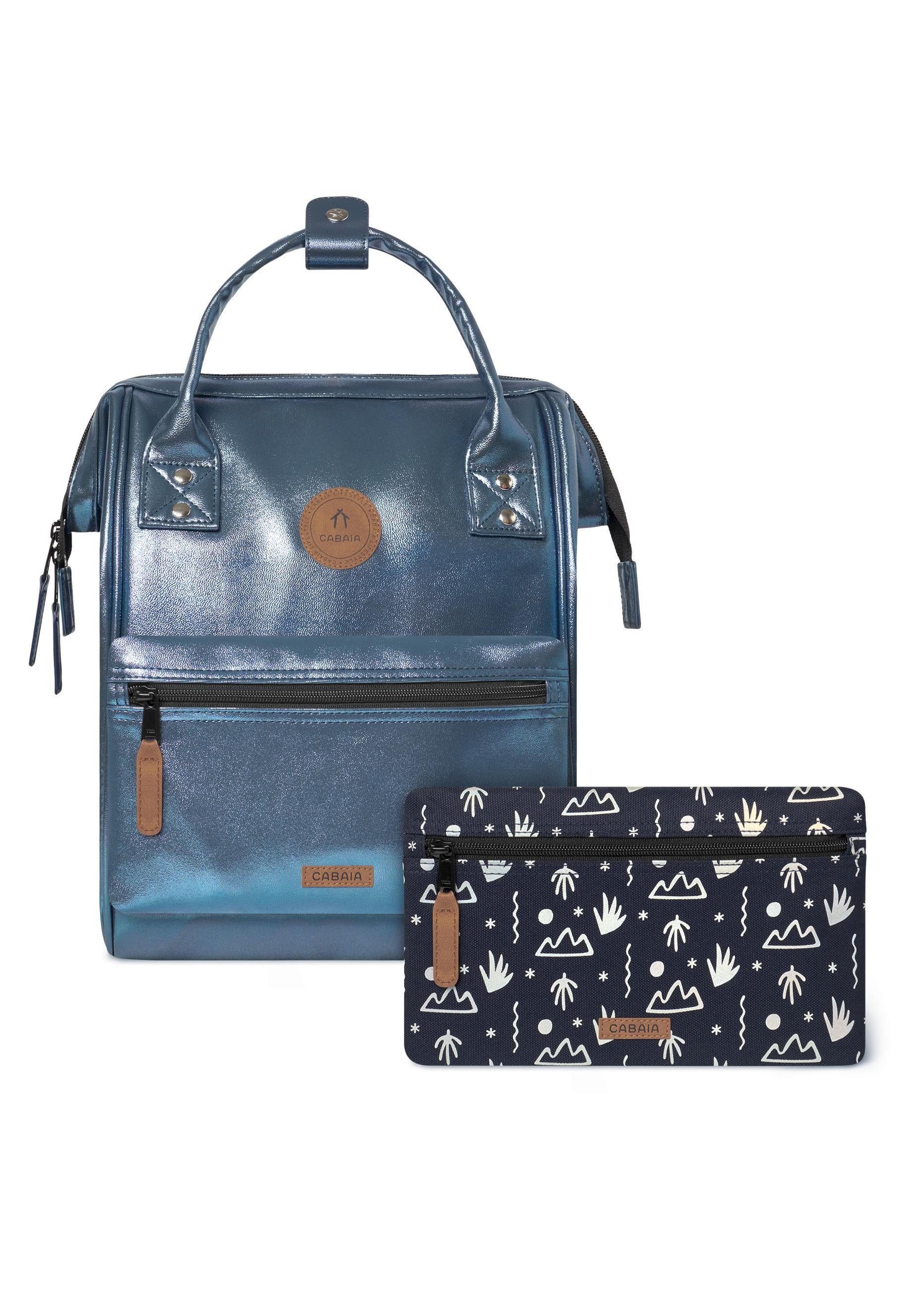 CABAIA Tagesrucksack Adventurer S Iridescent (3-tlg), Holografischer Rucksack mit zwei Vordertaschen